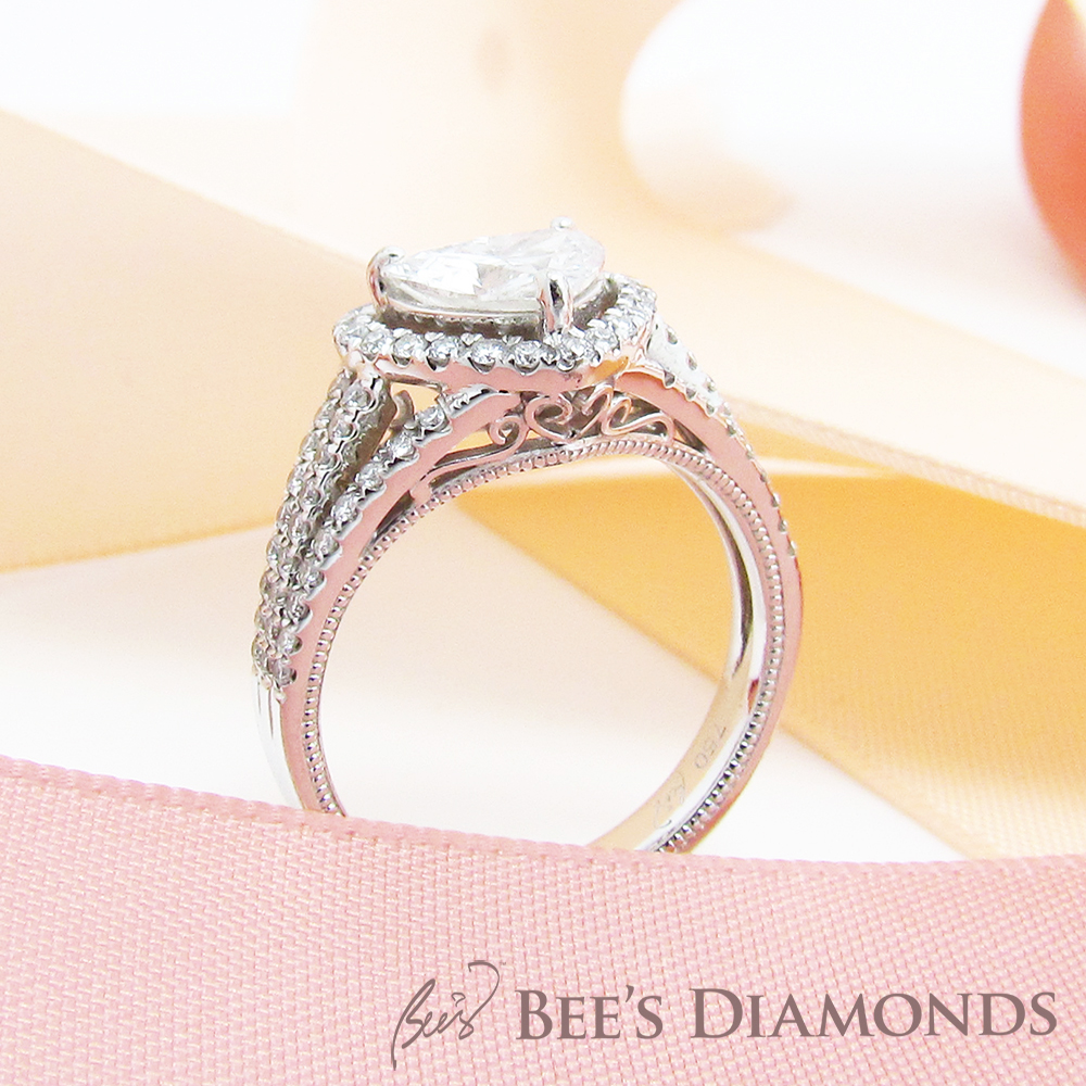 Bespoke vintage, heart shape diamond ring Hong Kong | Bee’s Diamonds